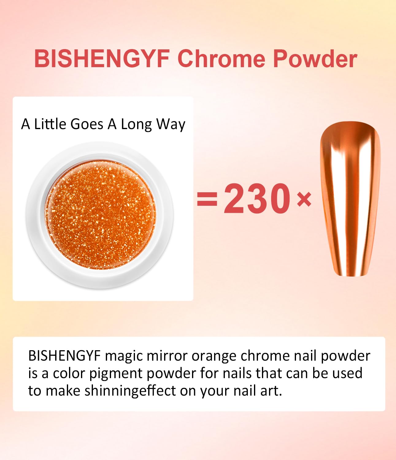 Pearl Chrome Nail Powder BISHENGYF -【Metallic Mirror Effect】 Orange Chrome Nail Powder White Clear Aurora Mermaid Iridescent Chrome Powder for Nails Pigment Glitter Dust for Manicure Decroation DIY-Velvo Beauty