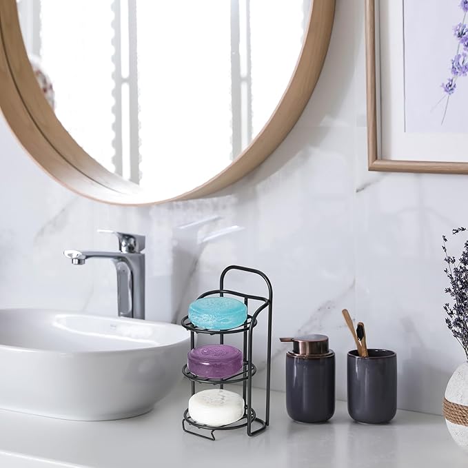 3-Tier Shower Soap Shampoo Bar Holder, Self Adhesive & Freestanding Draining Bathroom Soap Dish Caddy for Bathroom Wall Accesories Decor-Velvo Beauty