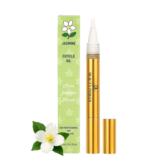 Nail Oil Cuticle Pen - Jasmine - Nail Strengthener & Growth Serum with Vitamin A, D, E, B5, Grapeseed & Natural Oils - Repair for Brittle, Peeling, Thin Nails - Twist Brush Pen-Velvo Beauty
