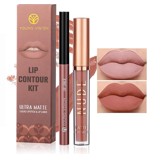 YOUNG VISION Liquid Lipstick & Lip liner Combo Set, Matte Lip Contour Kit - Durable, Waterproof, Kit de Labios Matte for Lasting Definition…-Velvo Beauty