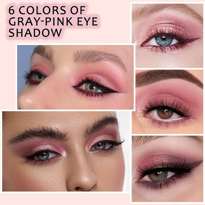 6 Colors Nude Pink Purple Matte Shimmer Eyeshadow Palette for Eye Makeup,High Pigmented Brown Eye Shadow Primers Powder Palet de sombras de ojos-Velvo Beauty