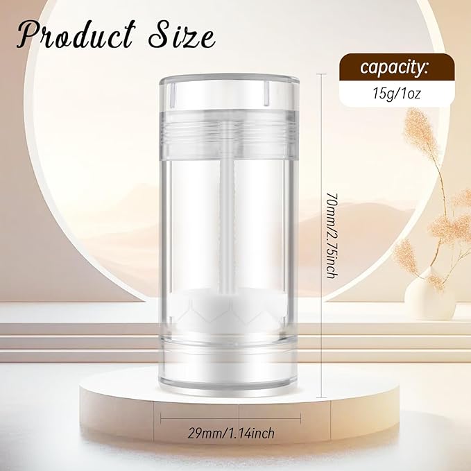 12 Pieces 15g Clear Plastic Deodorant Containers,Empty 1/2 oz Travel Lip Balm Tubes,Refillable Twist-UP Solid Perfume Tubes,Lipstick Tubes for DIY-Velvo Beauty