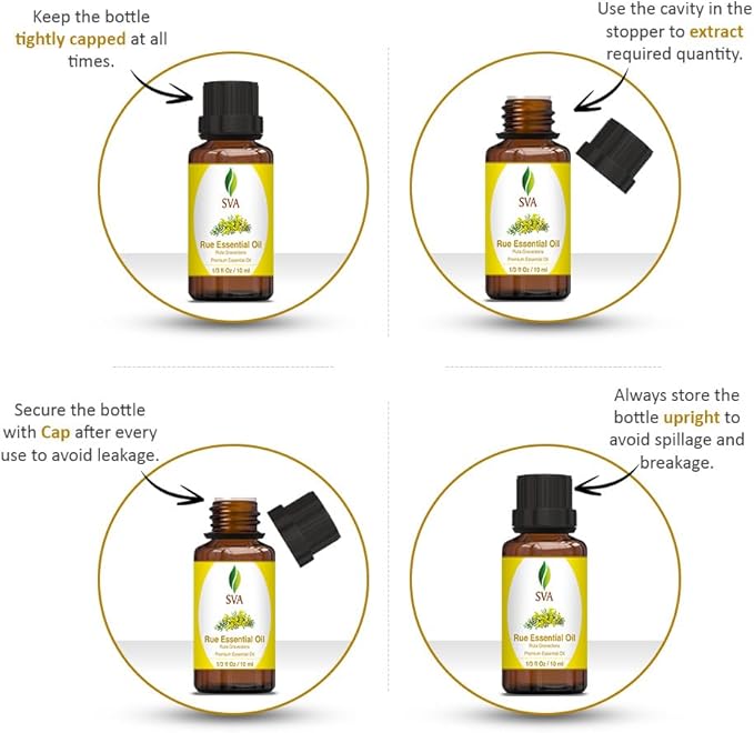 SVA Rue Essential Oil – 1/3 Fl Oz – 100% Natural Rue Oil - for Diffuser, Hair Care, Face, Skin Care, Aromatherapy, Scalp and Body Massage, Soap and Candle Making-Velvo Beauty