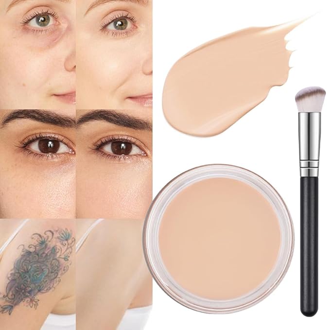 Kaely Pot Concealer Full Coverage Set,under Eye Brightener Concealer for Conceals Dark Circles,Waterproof Foundation Face Makeup Brush Kit,Color Correcting Concealer,Eye Ring corrector de ojeras 02-Velvo Beauty