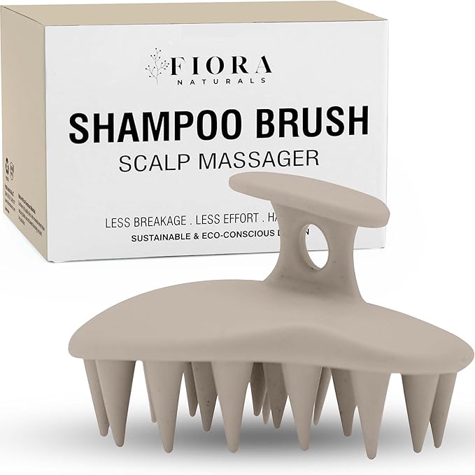 Fiora Naturals Scalp Massager Shampoo Brush - Silicon Scalp Scrubber & Exfoliator for Dandruff Removal and Hair Growth, Scalp Brush for Wet & Dry Hair, Shampoo Brush for Men, Women, Kids - BPA Free-Velvo Beauty