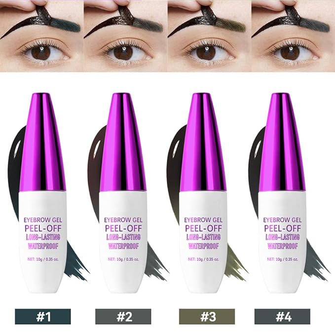 2Pcs Peel Off Eyebrow Tint Gel - Waterproof & Sweatproof All-Day Wear, Transfer-Resistant Tattoo Effect, All Skin Types + Mother’s Day Gift Set, 04#Gray Brown-Velvo Beauty