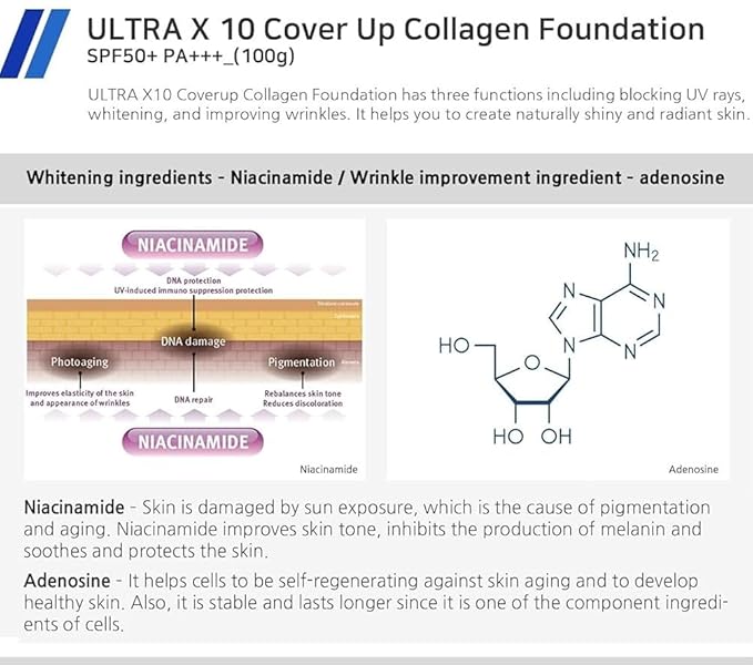 Enough Ultra 10X Cover Up Collagen Foundation, SPF 50+ PA+++, 21 Natural Beige, 3.53 oz (100 g)-Velvo Beauty