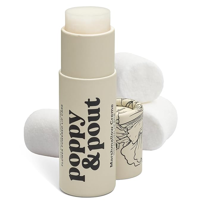 Poppy & Pout Marshmallow Creme Jumbo Lip Balm | All Natural Lip Balms & Moisturizers | Hydrates with Beeswax, Vitamin E, Organic Coconut Oil | Cruelty-Free | Lip Balm in Recyclable Cardboard Tube-Velvo Beauty