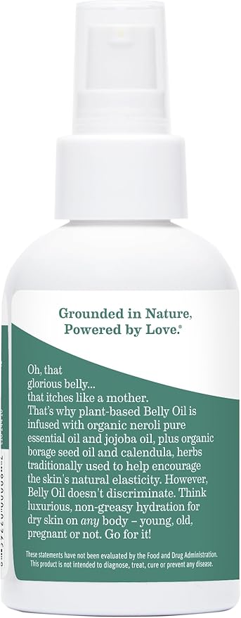 Earth Mama Belly Oil for Dry Skin | Calendula Skin Care Moisturizer Oil to Encourage Natural Elasticity and Help Prevent Stretch Marks During Pregnancy and Postpartum, 4-Fluid Ounce-Velvo Beauty
