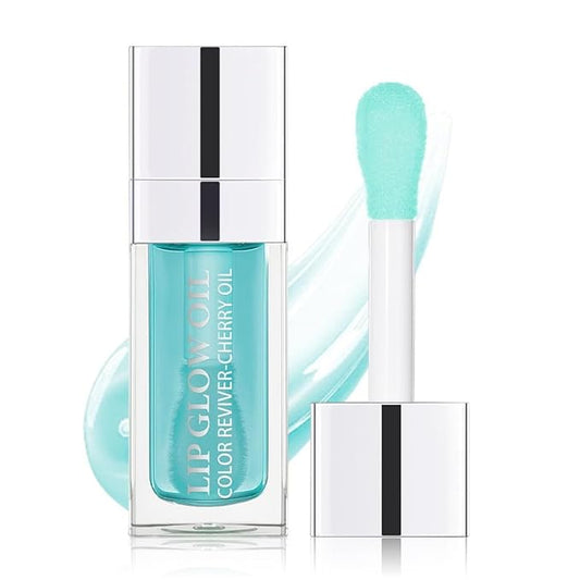 Hydrating Lip Glow Oil, Lip Oil Gloss Transparent Toot Tinted Nourishing Long Lasting Repairing Lightening Lip Lines (ALOE) 0.2 OZ-Velvo Beauty