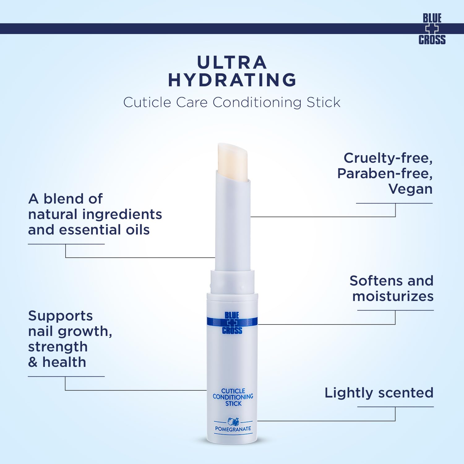 Blue Cross Cuticle Balm Conditioning Stick, Scented Cuticle Softener Oil Balm with Nourishing Sunflower & Grape Seed Oil, Professional Nail Care Supports Dry + Damaged Cuticles, 0.05oz, Pomegranate-Velvo Beauty