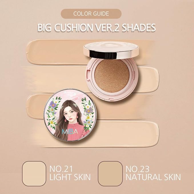 MIBA Ion Calcium Foundation Double Cushion RX 25 g / 0.88 oz Big Cushion SEASON2 Long Lasting Effect for Dewy Skin. Skin moisturizing. Skin tightening relief. Fine coverage. Smooth adhesion (No 23)-Velvo Beauty
