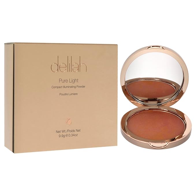 delilah - Pure Light Compact Illuminating Powder - Lustre - Lightweight, Long Lasting, Loose Setting Powder Face Makeup For Brightening And Radiant Finish - Light Coverage - Vegan-Cruelty Free-0.34 oz-Velvo Beauty