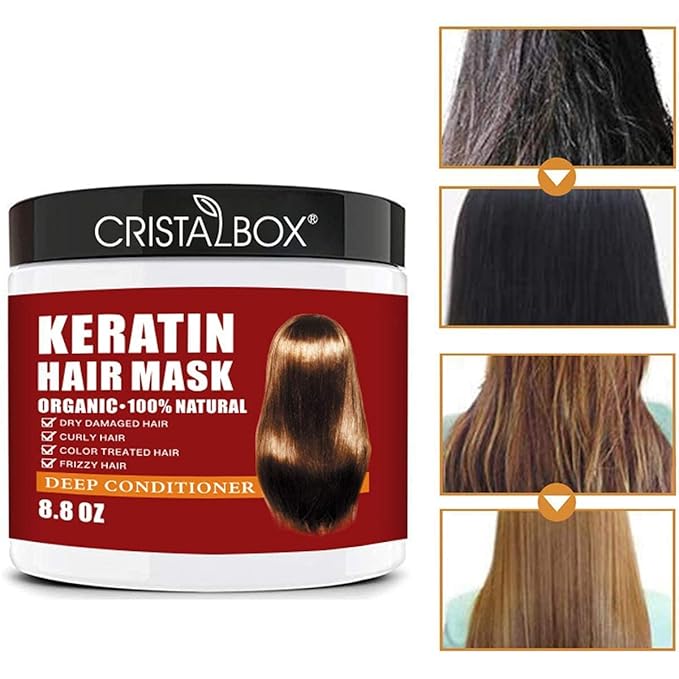 Keratin Hair Mask,Keratin Hair Treatment 250g Hair Mask for Dry Damaged Hair,Hair Treatment Mask Deep Repair Damage Hair Root,Natural Deep Conditioner Hydrating Hair Masque-Velvo Beauty