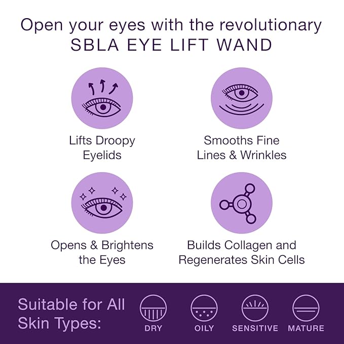 SBLA Eye Lift Wand – Anti-Aging Serum for Eyelids, & Eye Area - With SBLA66Peptide™, Caffeine, Hyaluronic Acid, Niacinamide & Vitamin C - Smooths, Lifts Hooded Lids, Brightens Eyes, Reduces Puffiness-Velvo Beauty