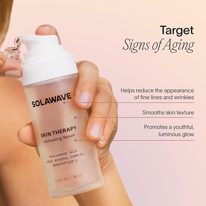 Solawave Wand Skin Therapy Activating Serum | Hyaluronic Acid and Peptides | Enhance Skincare Device Results | Hydrating Microcurrent Galvanic Current | Wrinkle Smoothing-Velvo Beauty