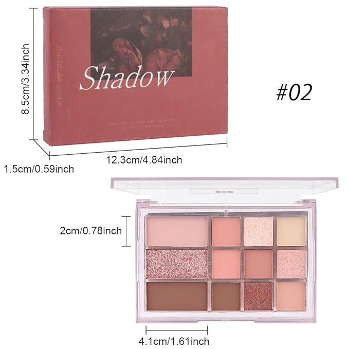 12 Girds Colorful Matte Shimmer Eyeshadow Palette for Eye Makeup,High Pigmented Eye Shadow Primers Powder Palet de sombras de ojos 12-B-Velvo Beauty