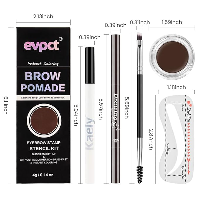 evpct Eyebrow Stencils Kit for Women Shaping, Eyebrow Shaper Makeup Kit, Eye Brow Stencil Shaper Tinting kits for Women, with Eyeliner, Eyebrows Pencil, Pomade, Brush and 10 Stencils, Kit-03 CHOCOLATE-Velvo Beauty