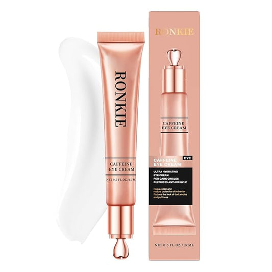 Eye Cream for Dark Circles and Puffiness: Caffeine - Retinol Cream- Anti Aging Wrinkles With Collagen Hyaluronic Acid Fine Lines Depuffer in 3-4 Weeks-15 mL-Velvo Beauty