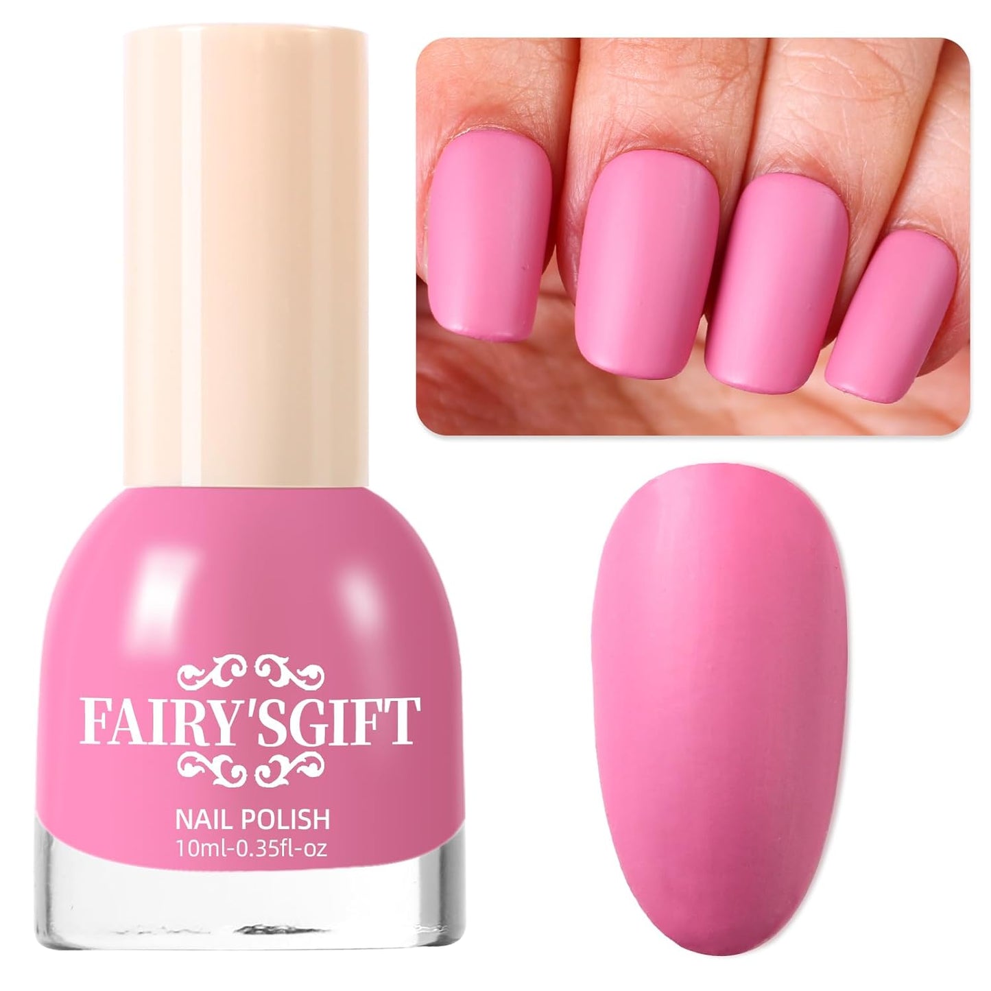 Matte Nail Polish Air Dry Nail Lacquer for Nail Art Varnish, Mist Effect Matte Finish Velvet Nail Polish, 0.35 fl oz (Deep Pink-22, 10 ML)-Velvo Beauty