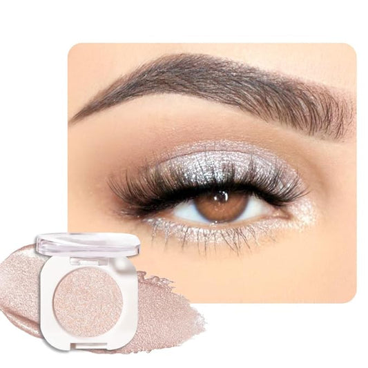Pear White Shimmer Single Eyeshadow Makeup, Neutral Powde Eye Shadow for Women, Sparkly Pearl Glitter Singles Eyeshadow Palette Pigmented Waterproof, sombras para ojos, Girls Eyeshadows Gift 23-Velvo Beauty