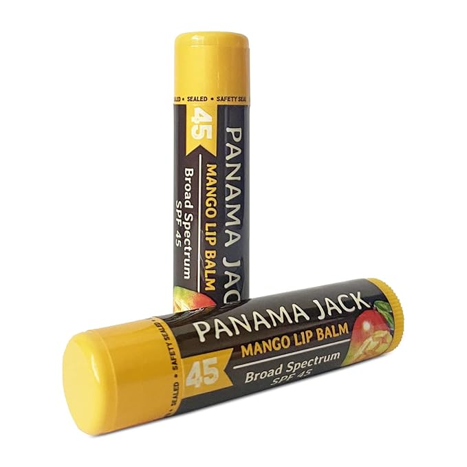 Panama Jack Sunscreen Lip Balm - SPF 45, Broad Spectrum UVA-UVB Sunscreen Protection, Prevents & Soothes Dry, Chapped Lips, Mango, 7-pack-Velvo Beauty
