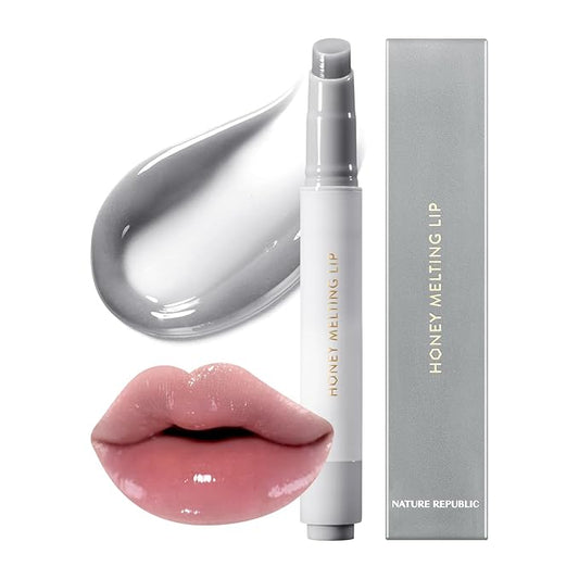 Nature Republic HONEY MELTING LIP PLUMPING (12 GRAY) SOFT LIP STICK Moody Plump Hydrating Gloss, Moisturizing balms, Volumizing formula,Nude & Sheer tint, Glowy Finish, korean make up-Velvo Beauty
