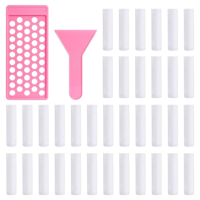 RONRONS Lip Balm Crafting Kit, Professional Lipsticks Filling Tray and Spatula with 50 Pieces Lip Balm Tubes with Twist Caps, DIY Lip Care Balms Making for Valentine's Day Christmas Gifts Business-Velvo Beauty