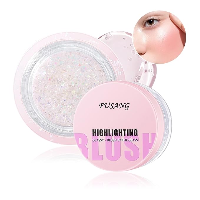 Color Changing Blush,Glitter Color Changing Blusher for Cheeks,Waterproof Lightweight Ph Blush Glossy Makeup,Moisturizing Long Lasting Multi Use Shiny Cheek Face Blush Gel for Women-Velvo Beauty