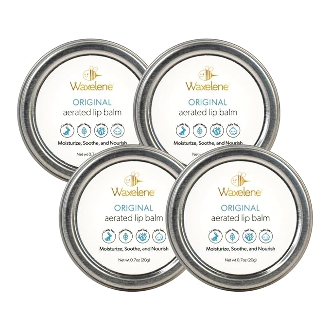 Waxelene Original Aerated Lip Balm Tin 4pc, Best Lip Balm Ever Organic Multipurpose Ointment Baby Eczema Dry Sensitive Skin Body Hand Face Moisturizer-Velvo Beauty