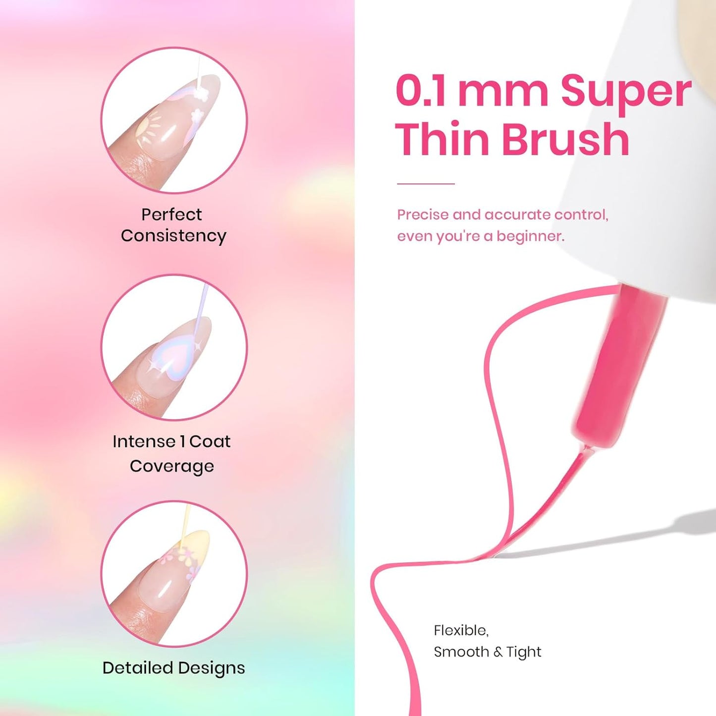 Beetles Pastel Gel Liner Nail Polish Set, 12 Colors Spring Sheer Pink Nude Blue Purple White Yellow Orange French Line Swirl Nail Art Gel Polish Soak Off Uv Lamp Manicure Gifts for Women-Velvo Beauty