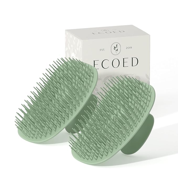 2 PC Scalp Massager Shampoo Brush, Scalp Scrubber & Exfoliator for Dandruff Removal, Wet & Dry and Detangler for Men and Women, Suitable for Short Medium Hair (Green)-Velvo Beauty