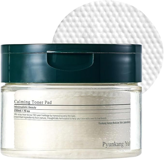 Pyunkang Yul PKY Calming Toner Pad with Tea Tree, 5 Hyaluronic Acids, Removes Dead Skin Cells, Moisturizes, Korean Face Skin Care, Acne Prone & Sensitive Skin, Double-Sided Pad 7.7 fl.oz 70ea-Velvo Beauty