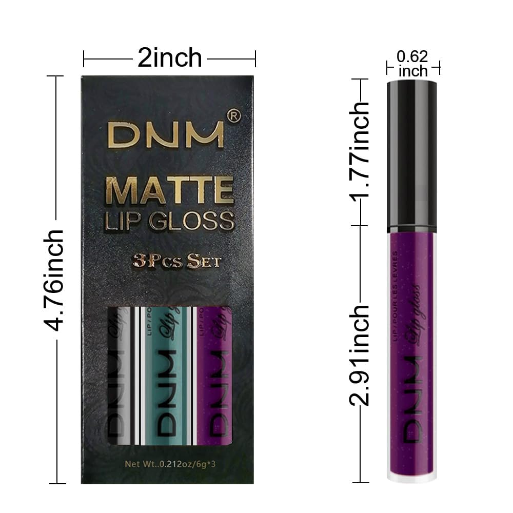 evpct 3Pcs Dark Black Green Purple Matte Liquid Lipstick Lip Stain Sets for Women Long Lasting Waterproof, 24 Hours Goth Lipstick labiales matte mate larga duracion listip 24 hours, 19#-Velvo Beauty