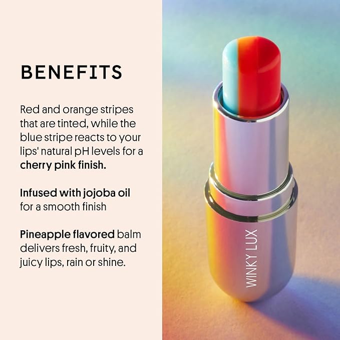 Winky Lux Rainbow Tri-Color Tinted Lip Balm – Hydrating Lip Care with Jojoba Oil & Vitamin E, Sheer Pink Tint, Moisturizes and Softens Dry Lips-Velvo Beauty
