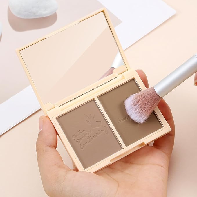 Boobeen Highlighter Contour Makeup Palette Face Matte Bronzer Powder, Compact Contouring Blush for Cheeks, Natural Long Lasting with Brush-Velvo Beauty