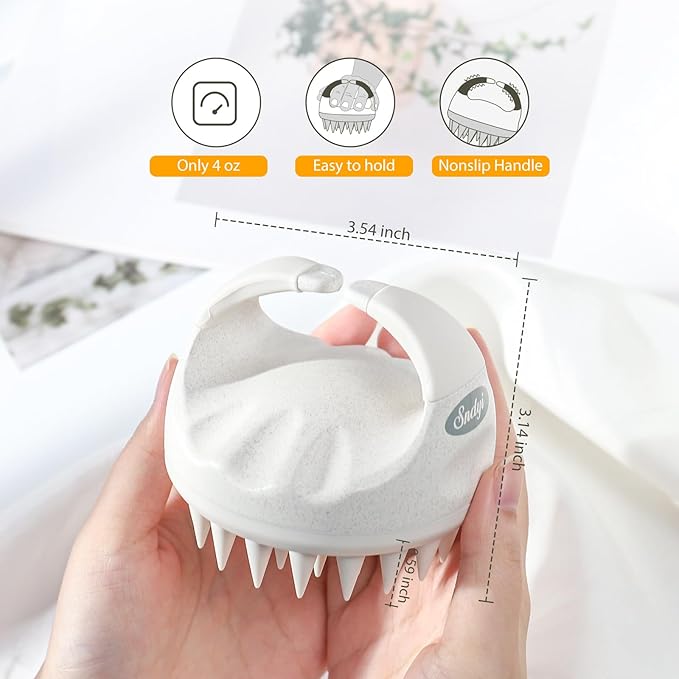 Sndyi Soft Silicone Scalp Massager for Dandruff Removal and Hair Growth - Wet Dry Scalp Exfoliator Brush for Scalp Care - Beige-Velvo Beauty