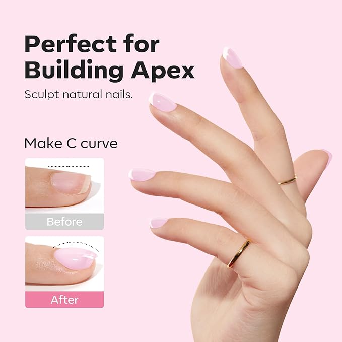 modelones Builder Nail Gel, 8-in-One Baby Pink Builder, Pastel Pink Rubber Base Gel Polish, LED Lamp Cured Color Base Hardener Apex Building Strengthener Extension for DIY Salon Girls Home-Velvo Beauty