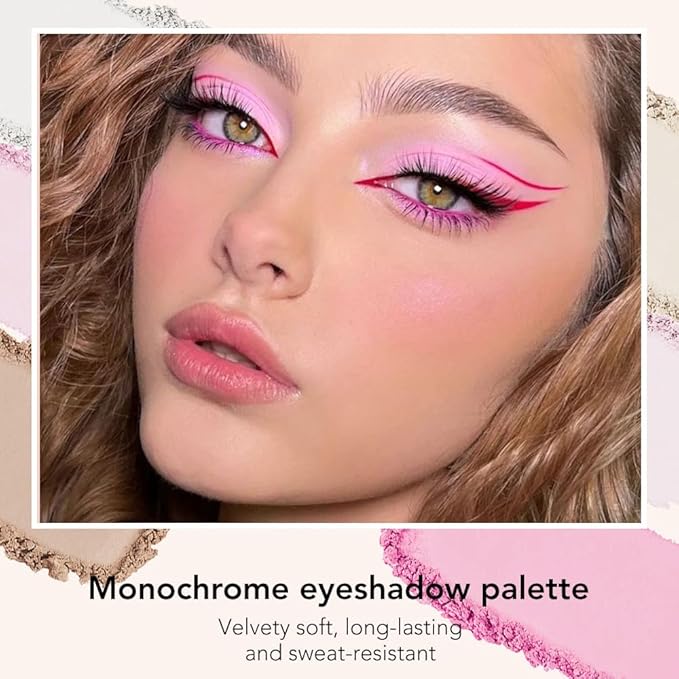 Monochrome Matte Eyeshadow Makeup Palette, Highly Pigmented Peach Pink Eyeshadow Palette, Matte Pressed Powder Eye shadow Makeup, Single Vegan Eye Shadow, Daily Evening Women Girls Eyeshadow Gift 02-Velvo Beauty