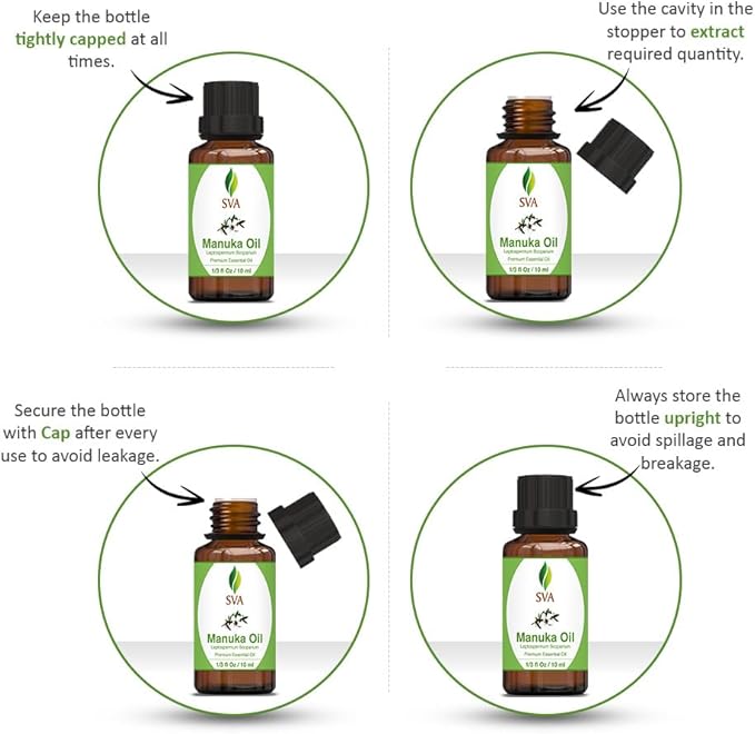 SVA Manuka Essential Oil – 1/3 Fl Oz – 100% Natural Manuka Oil - for Diffuser, Hair Care, Face, Skin Care, Aromatherapy, Scalp and Body Massage, Soap and Candle Making-Velvo Beauty