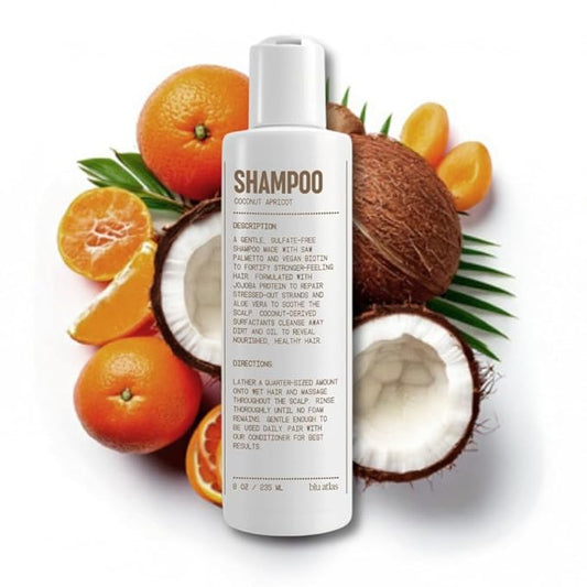 Blu Atlas Men's Natural Shampoo – Organic, Sulfate-Free, Paraben-Free – Deep Cleansing & Hydrating – Coconut Apricot Scent – Made in America – 8 oz-Velvo Beauty