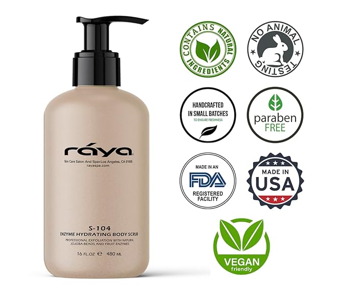 RAYA Enzyme Hydrating Body Scrub 16 oz Orange Vanilla Scent (S-104) | Gentle and Exfoliating Body Scrub | Made with Seaweed, Jojoba Beads, and Fruit Enzymes-Velvo Beauty