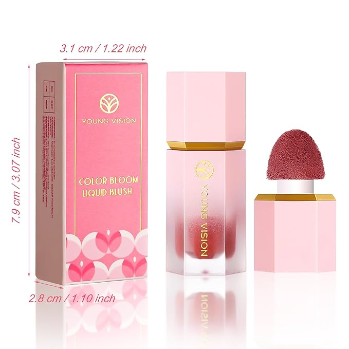 YOUNG VISION Liquid Cheek Blush -Soft Cream Rouge/Blusher Makeup, Buildable Gel-Cream Formula, Long-Wearing, Dewy Finish-Velvo Beauty