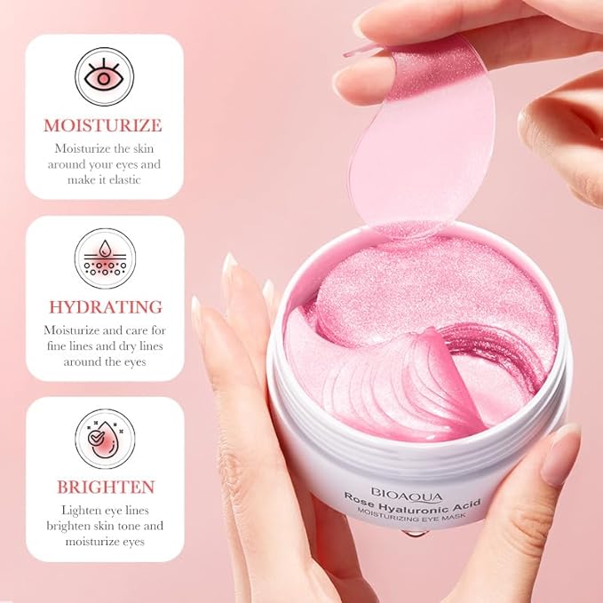 60PCS/30pairs Rose Hyaluronic Acid Moist Eye Mask Nourishing Eye Mask Hydrating Moisturizing Nourishing Eye Zone Eye Mask 80g-Velvo Beauty