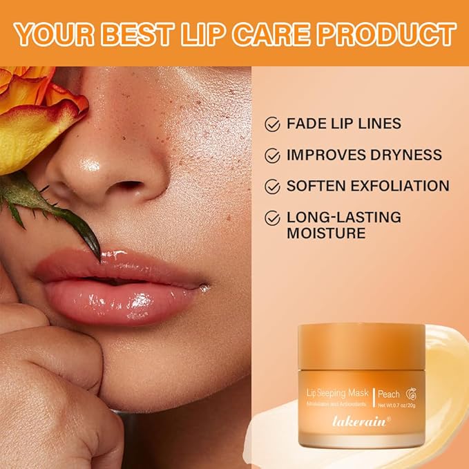 Lip Sleeping Mask,lip Mask With Vitamin C, Antioxidants,lip Mask Overnight,Improves Dryness,Nourishes And Hydrates,Brighten Lip Colour,Reduce Lip Lines 0.7 Fl Oz (01#peach)-Velvo Beauty