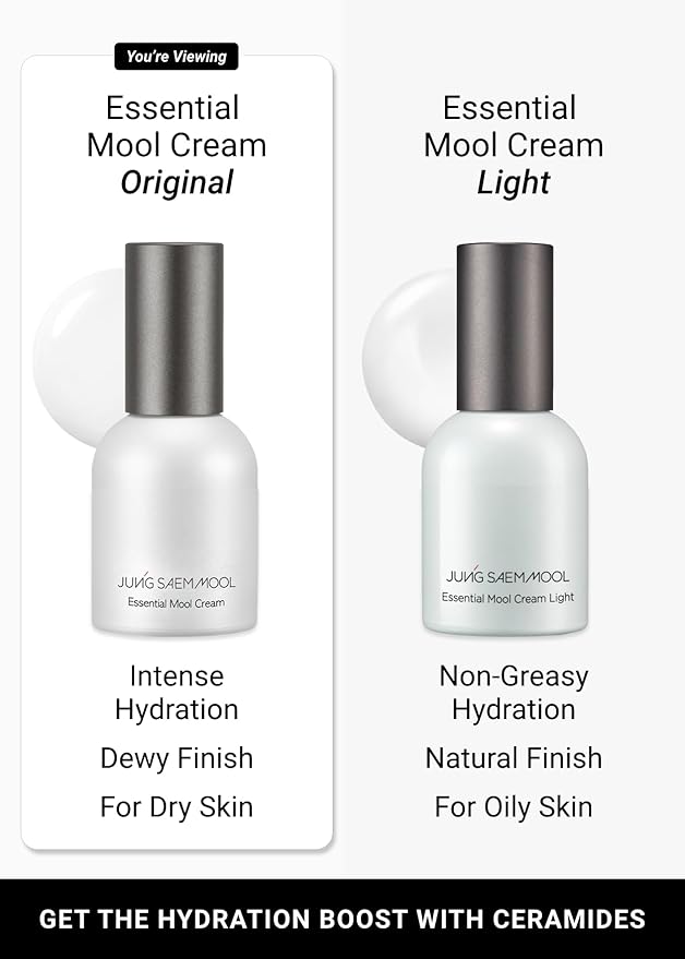 JUNG SAEM MOOL Essential Mool Cream 1 Fl Oz, Lightweight Watery Face Cream with Ceramide and Panthenol for Deep Hydration and Radiant Skin, Skin Barrier Support, Korean Foundation Makeup Prep-Velvo Beauty