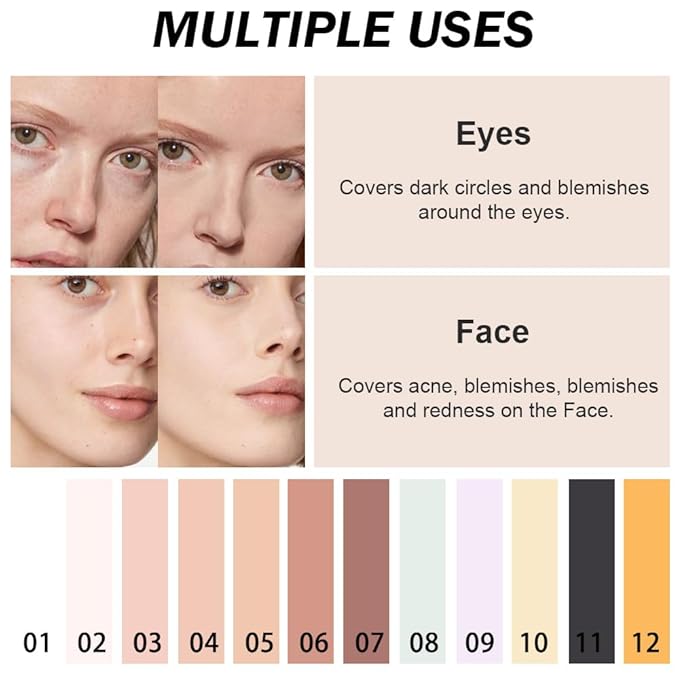 Kaely Color Correcting Concealer,Cream Pot Concealer Full Coverage,under Eye Concealer Palette for Conceals Dark Circles,Waterproof Foundation Face Makeup,12 Orange-Velvo Beauty