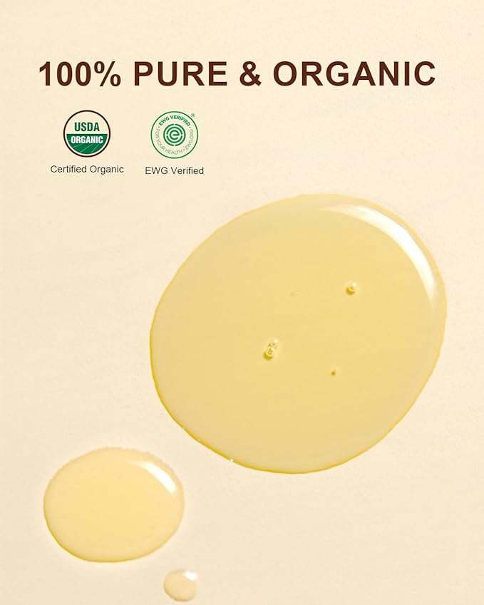 Yoken USDA Organic Jojoba Oil Cold Pressed 8 fl oz, 100% Pure & Natural Unrefined Jojoba Oil for Face Hair & Skin Massage, Hexane Free, Deeply Moisturizing Body Carrier oils Multi-Purpose Serum-Velvo Beauty