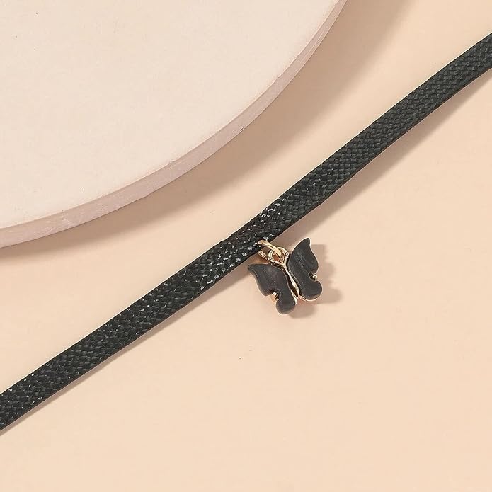 Vintage Black Choker Necklace Chain Goth Leather Choker Butterfly Pendant Necklace Velvet Choker Punk Necklace Rock Statement Butterfly Necklace Charm Jewelry Gift for Women and Girls-Velvo Beauty