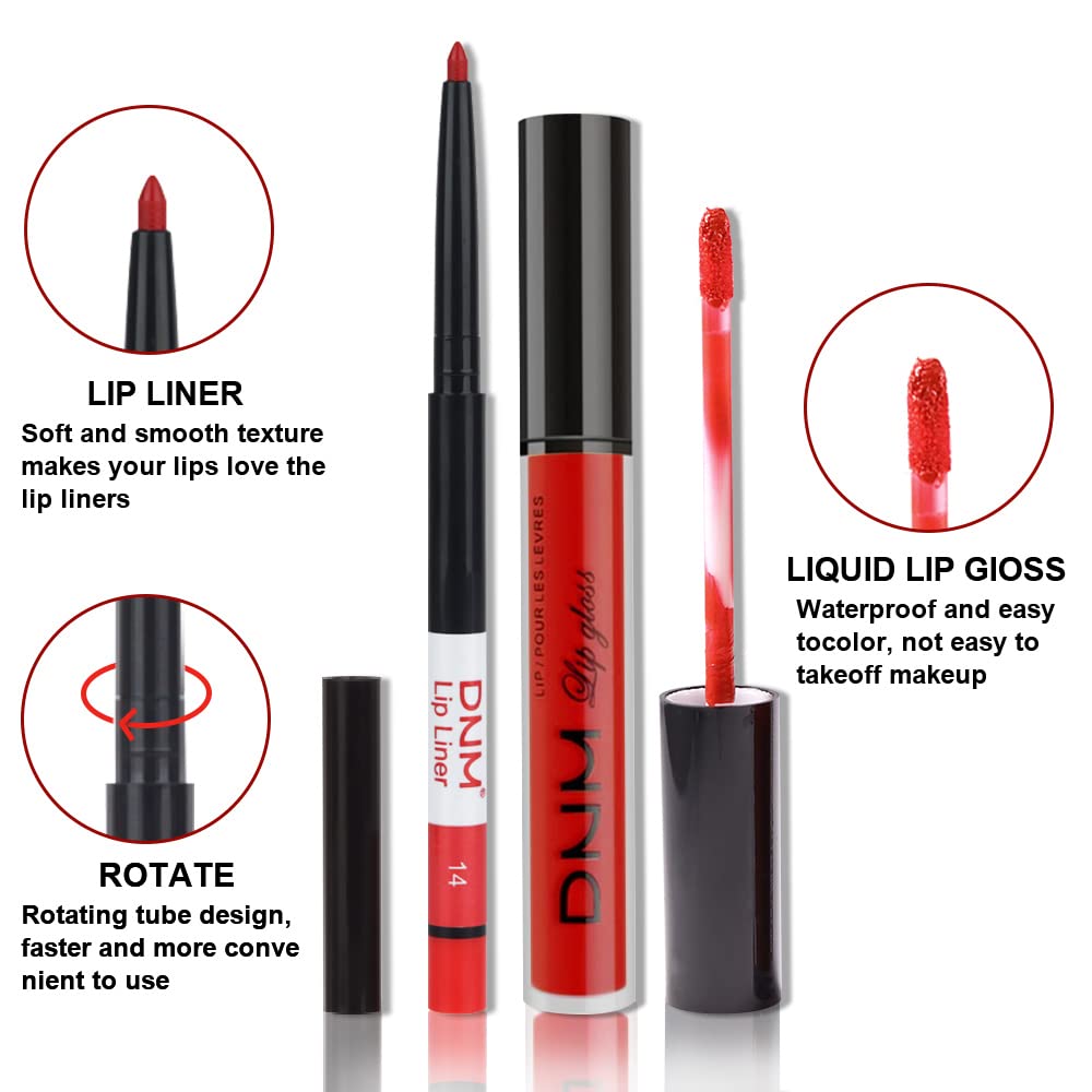 evpct 2Pcs Ruby Red Matte Lip Liner and Lipstick Combo Red Lip Gloss Stains Pencil Makeup Set Women Waterproof Long Lasting 24 Hours Lipstick and Lip Liner Set labiales mate 24 horas originales 14-Velvo Beauty